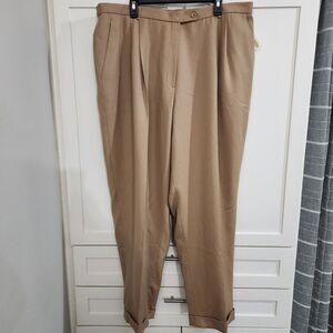 Talborts Womens 24W Tan Wool Pleated Pants NEW Academia Career Work Office
